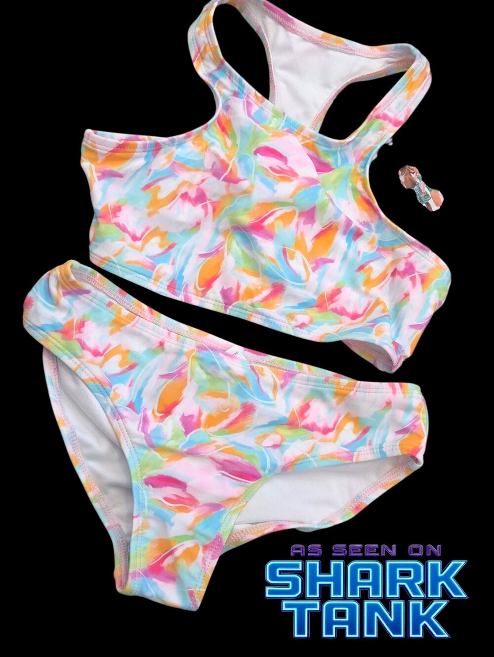 Shark Tank swimzip petals 2pc swim set Girls 8/10